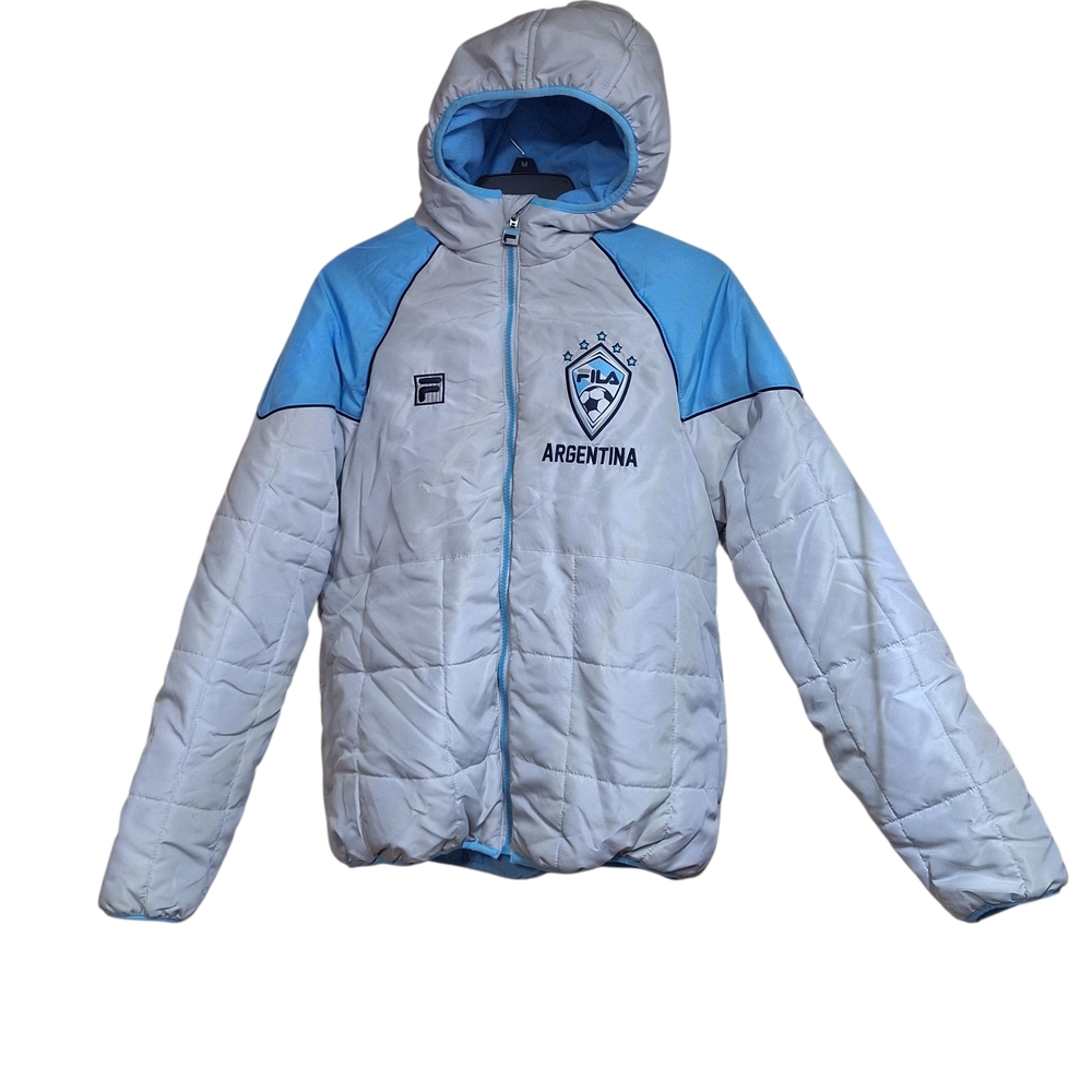Fila Kids Puffer Jacket - Light Blue and White